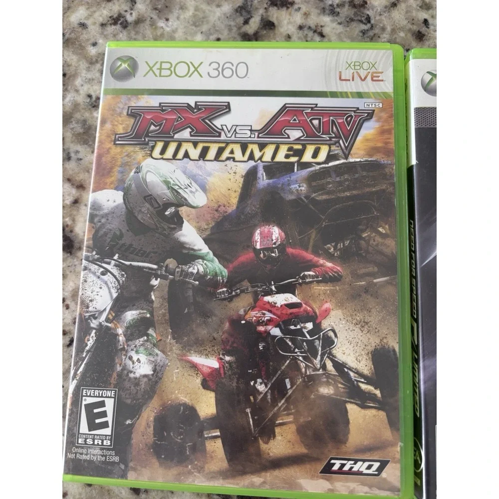 Two Xbox 360 race games need for‎ speed, hot pursuit, and MX versus ATV untamed